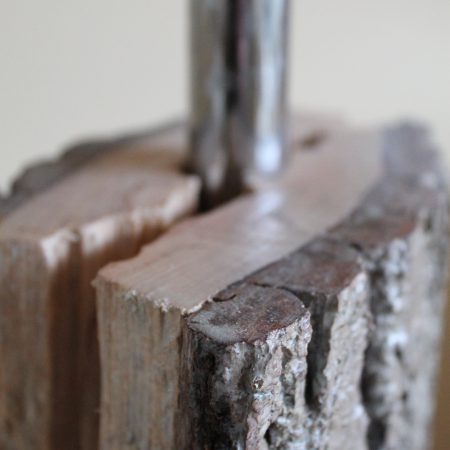 “Live edge” wood block table lamp
