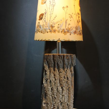 “Live edge” wood block table lamp