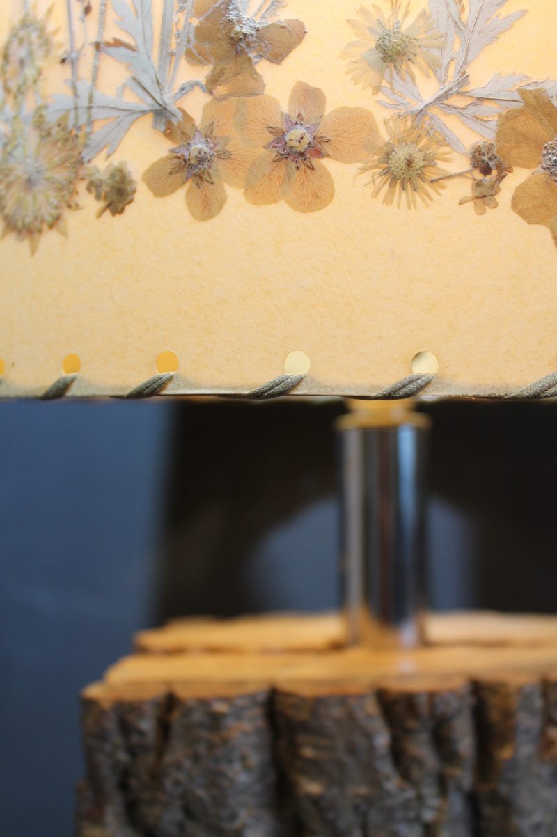 “Live edge” wood block table lamp