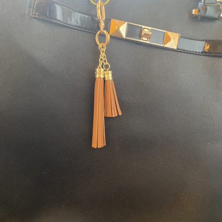 Bag Charms/tassels Italian tan leather topper with gold topper