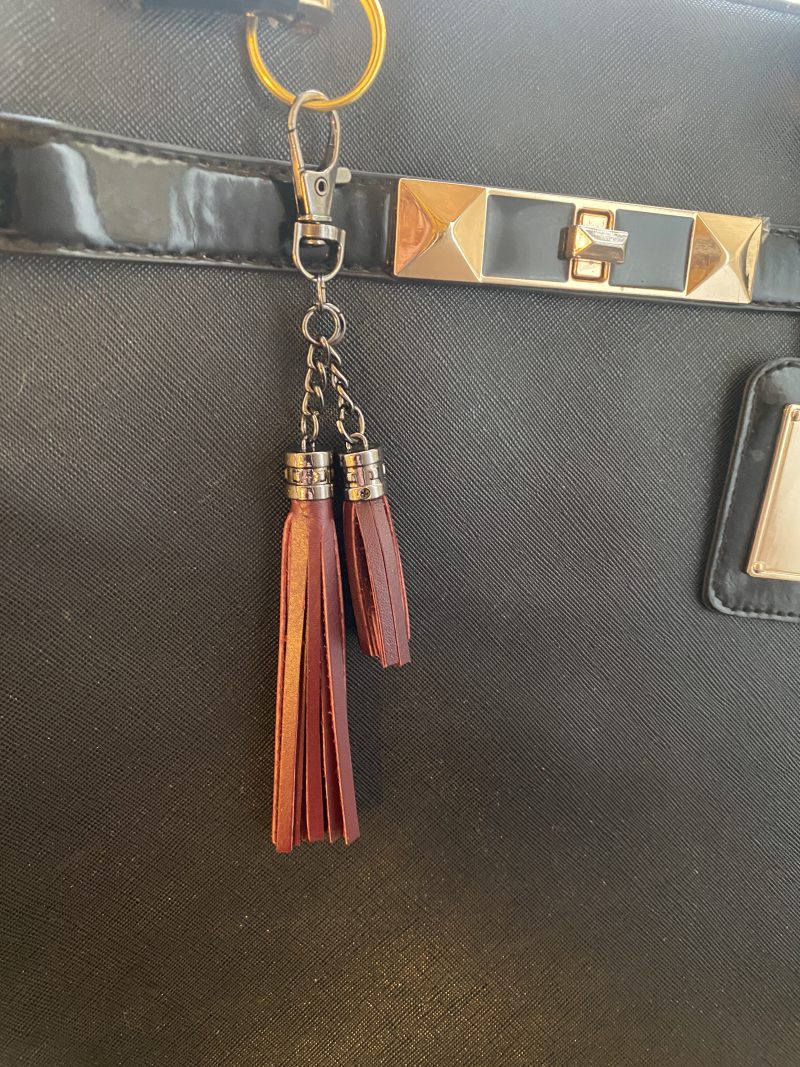 Bag charms/tassels Italian leather with steel topper