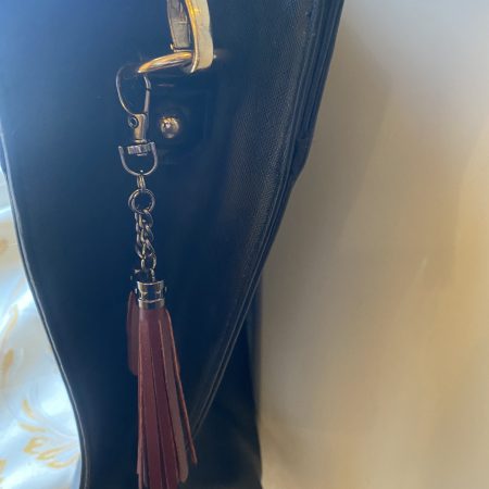 Bag charms/tassels Italian leather with steel topper