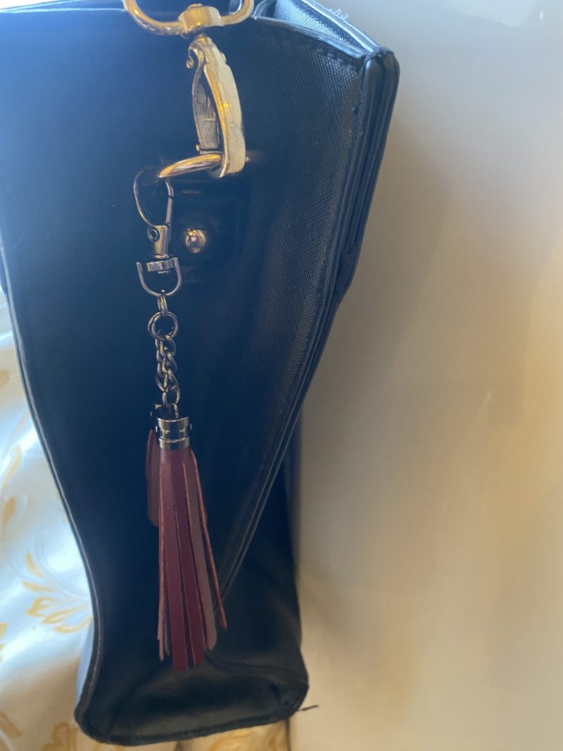 Bag charms/tassels Italian leather with steel topper