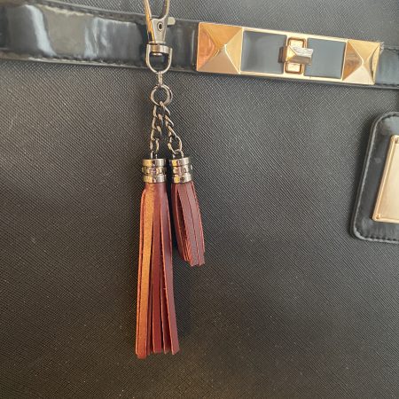 Bag charms/tassels Italian leather with steel topper