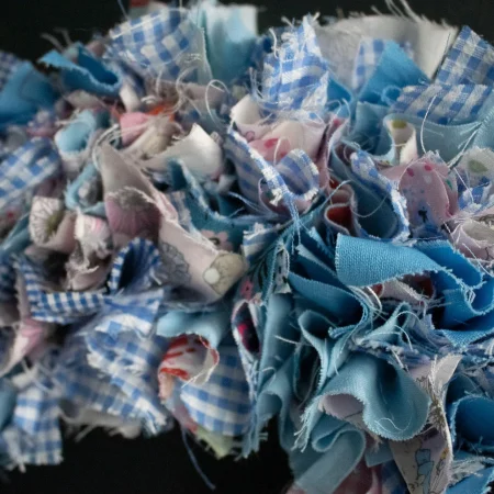 Handmade Blue Fabric Wreath | Upcycled, Rustic Wall Decor