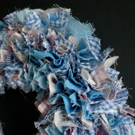 Handmade Blue Fabric Wreath | Upcycled, Rustic Wall Decor