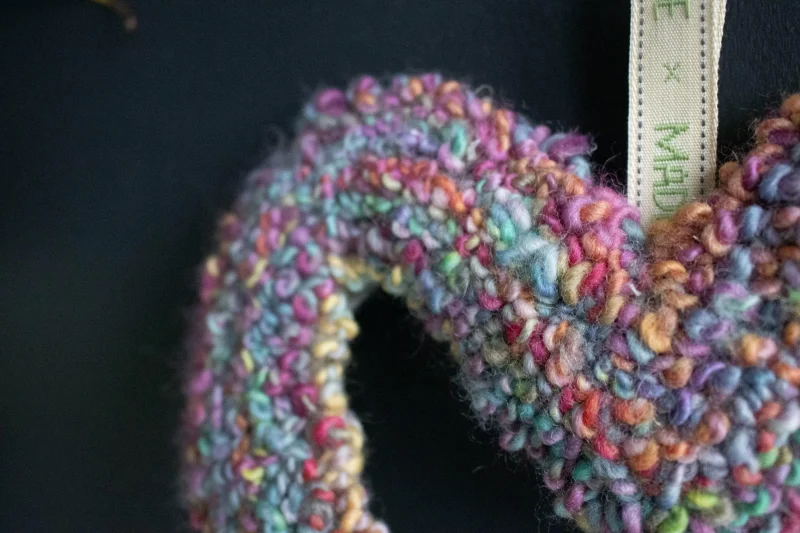 Handcrafted Multicoloured Yarn Heart Wreath Hanging | Punch Needle