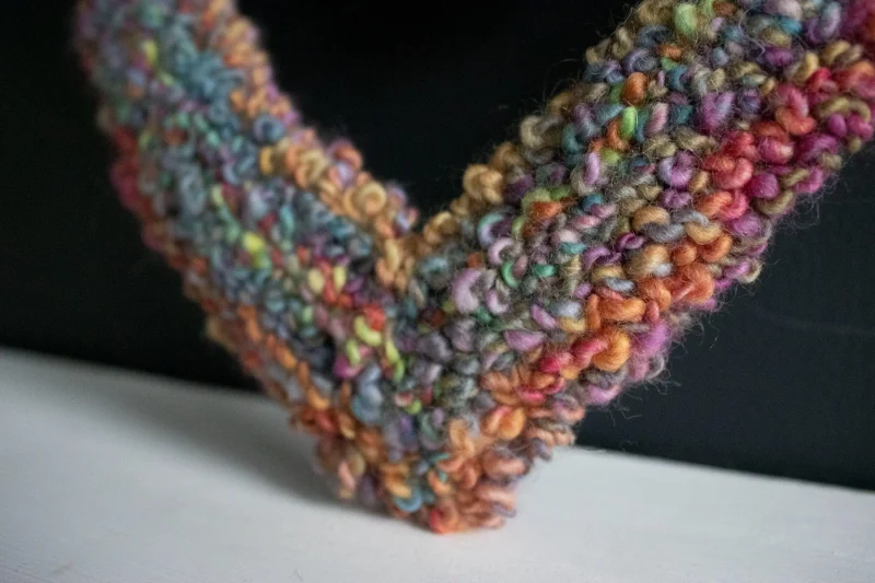 Handcrafted Multicoloured Yarn Heart Wreath Hanging | Punch Needle