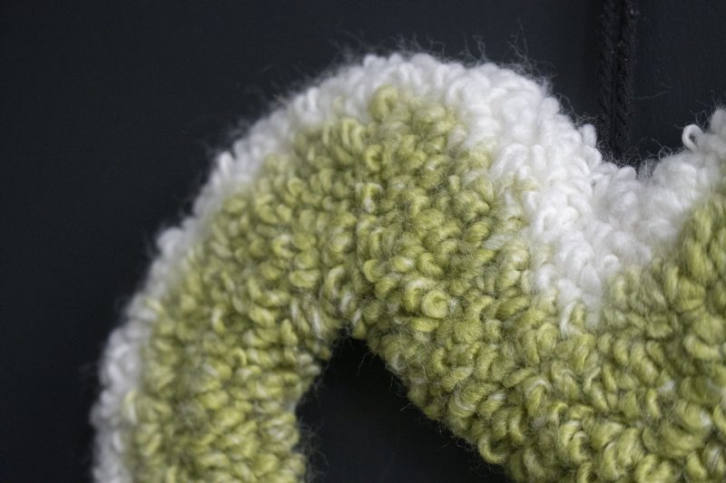 Handcrafted Green Ombre Heart Yarn Wreath | Needle Punch