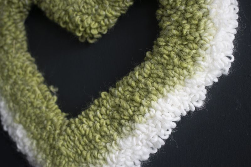 Handcrafted Green Ombre Heart Yarn Wreath | Needle Punch