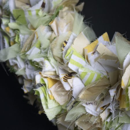 Handmade Green and Gold Fabric Wreath | Upcycled, Rustic Wall Decor