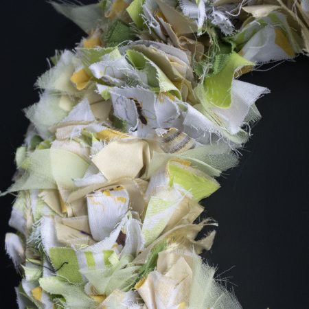 Handmade Green and Gold Fabric Wreath | Upcycled, Rustic Wall Decor