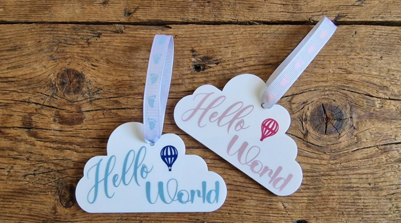 Hello World - Baby Keepsake - Hanging Cloud Ornament