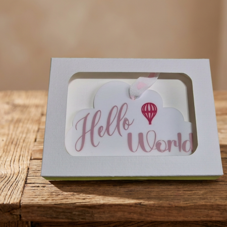 Hello World - Baby Keepsake - Hanging Cloud Ornament