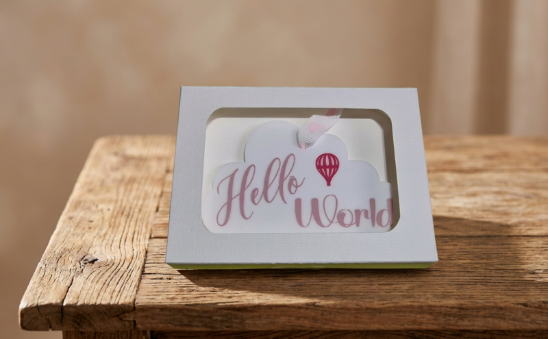 Hello World - Baby Keepsake - Hanging Cloud Ornament