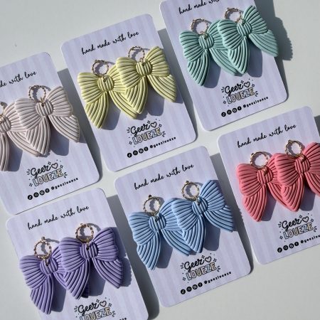Elegant Polymer Clay Bow Earrings | Statement Bow dangles | Summer Jewellery