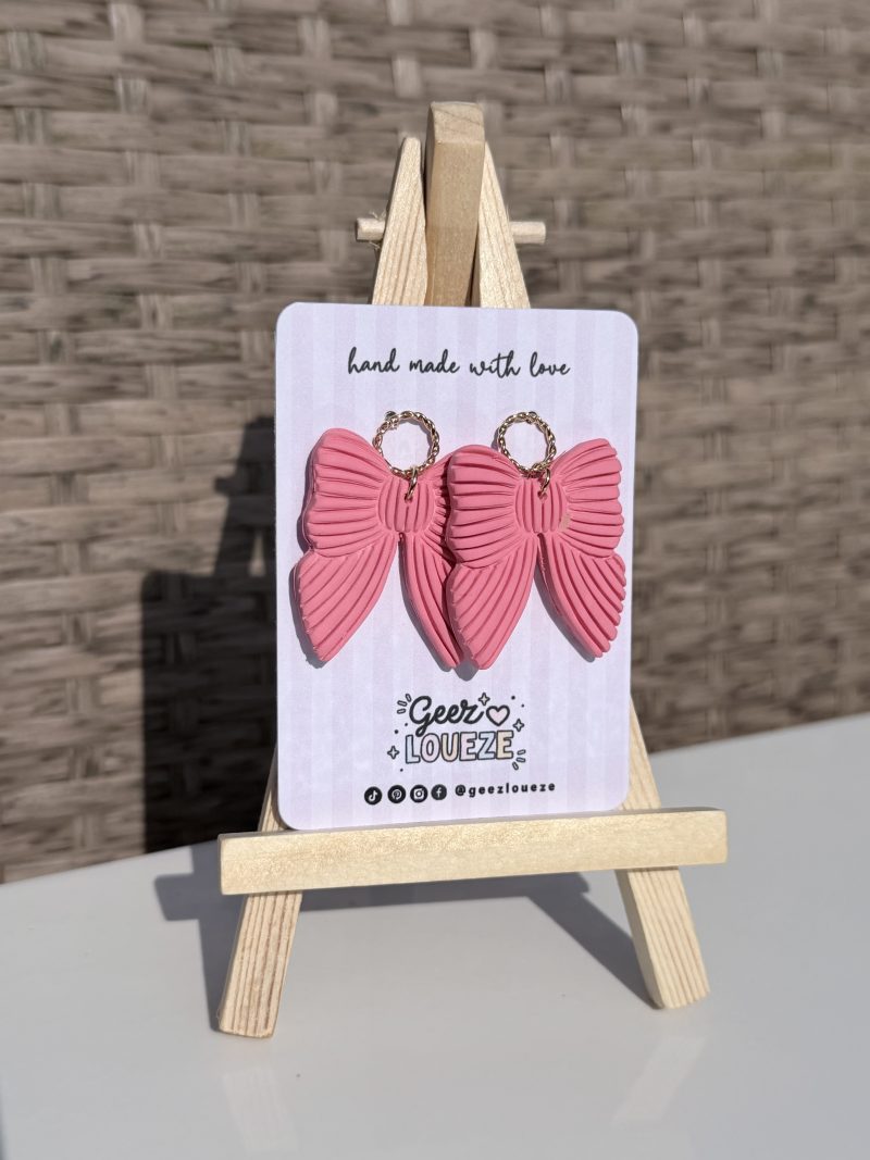 Elegant Polymer Clay Bow Earrings | Statement Bow dangles | Summer Jewellery