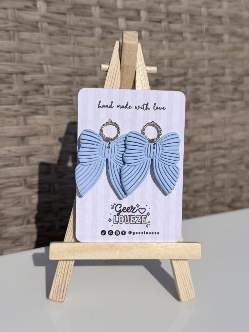 Elegant Polymer Clay Bow Earrings | Statement Bow dangles | Summer Jewellery