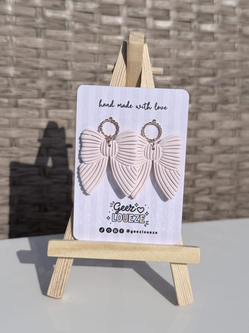 Elegant Polymer Clay Bow Earrings | Statement Bow dangles | Summer Jewellery