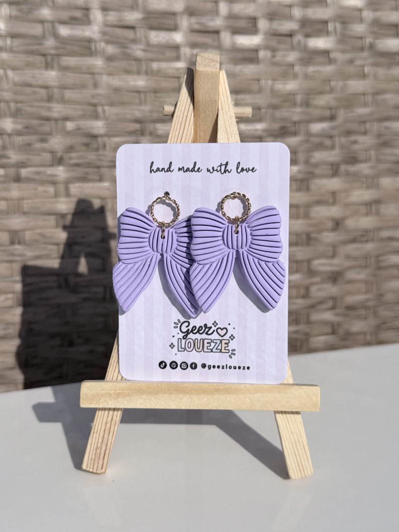 Elegant Polymer Clay Bow Earrings | Statement Bow dangles | Summer Jewellery