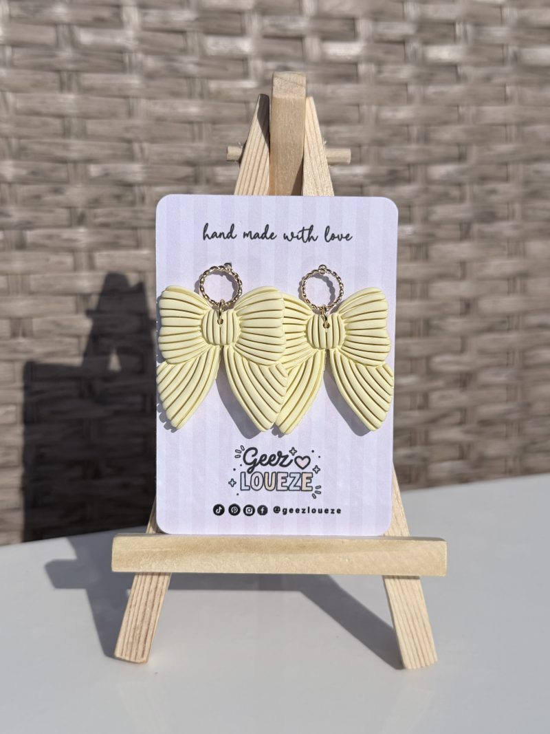 Elegant Polymer Clay Bow Earrings | Statement Bow dangles | Summer Jewellery