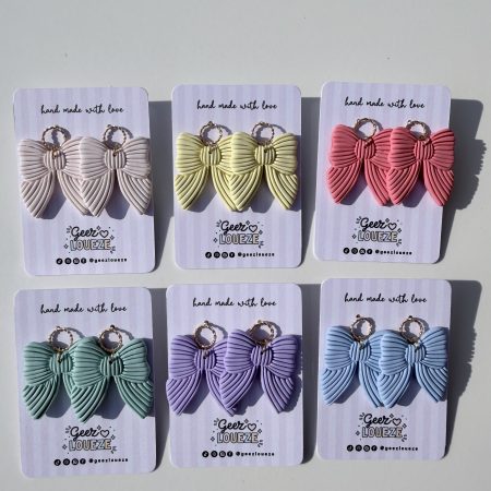 Elegant Polymer Clay Bow Earrings | Statement Bow dangles | Summer Jewellery