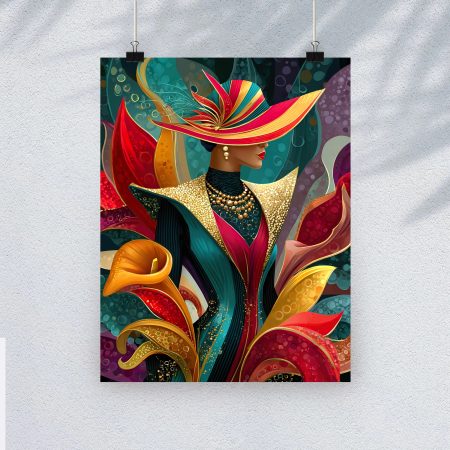 Art Deco Floral Motifs Stained Glass Canvas Print: A4/A3 1920’s Print Style: #2