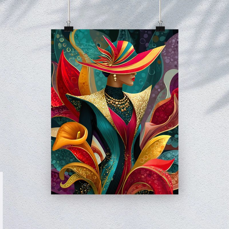 Art Deco Floral Motifs Stained Glass Canvas Print: A4/A3 1920’s Print Style: #2