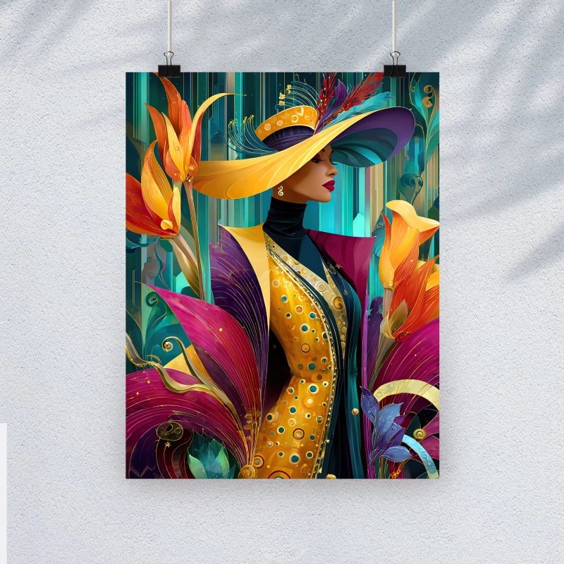 Art Deco Floral Motifs Stained Glass Canvas Print: A4/A3 1920’s Print Style: #2