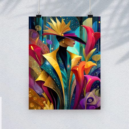 Art Deco Floral Motifs Stained Glass Canvas Print: A4/A3 1920’s Print Style: #2