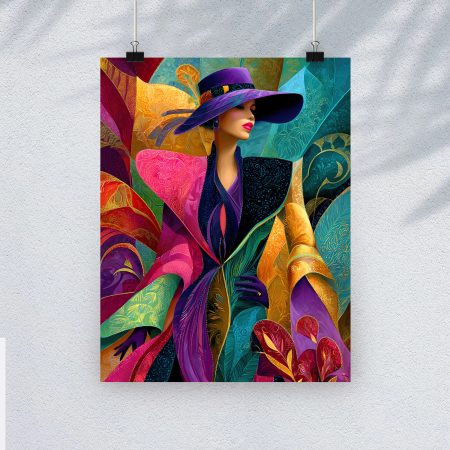 Art Deco Floral Motifs Stained Glass Canvas Print: A4/A3 1920’s Print Style: #2