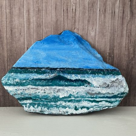 Ocean Wave painting on natural slate