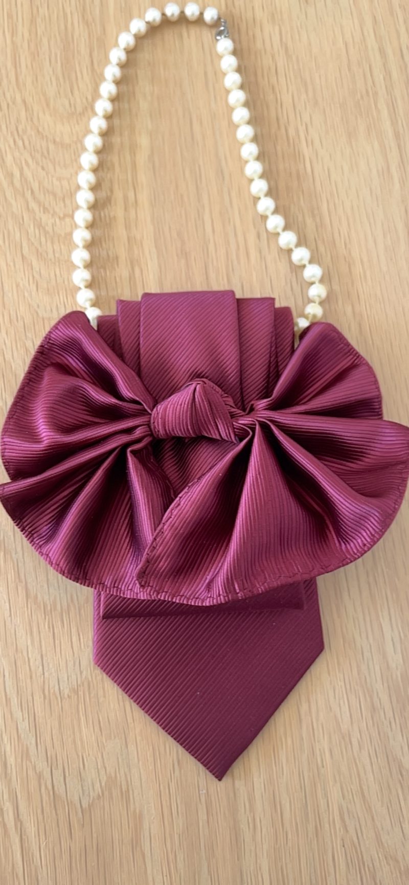 Bow like one-of-a-kind, upcycled necktie necklace