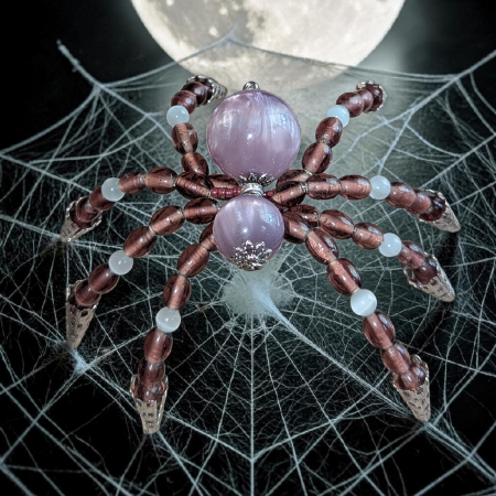 Violet Moon: Handcrafted Beaded Spider Ornament