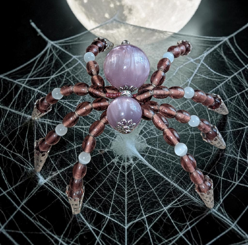 Violet Moon: Handcrafted Beaded Spider Ornament