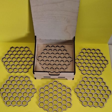 Bee Lover Honeycomb Coaster Set, Coffee Tea Placement Coaster, Table Mats, Honey Bee Storage Box