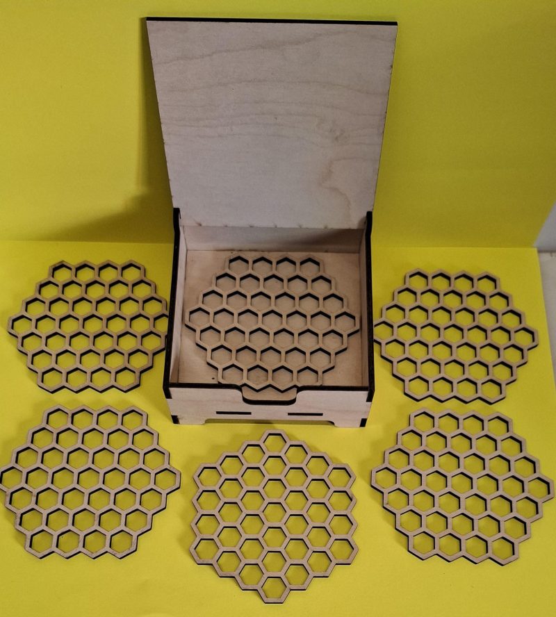 Bee Lover Honeycomb Coaster Set, Coffee Tea Placement Coaster, Table Mats, Honey Bee Storage Box