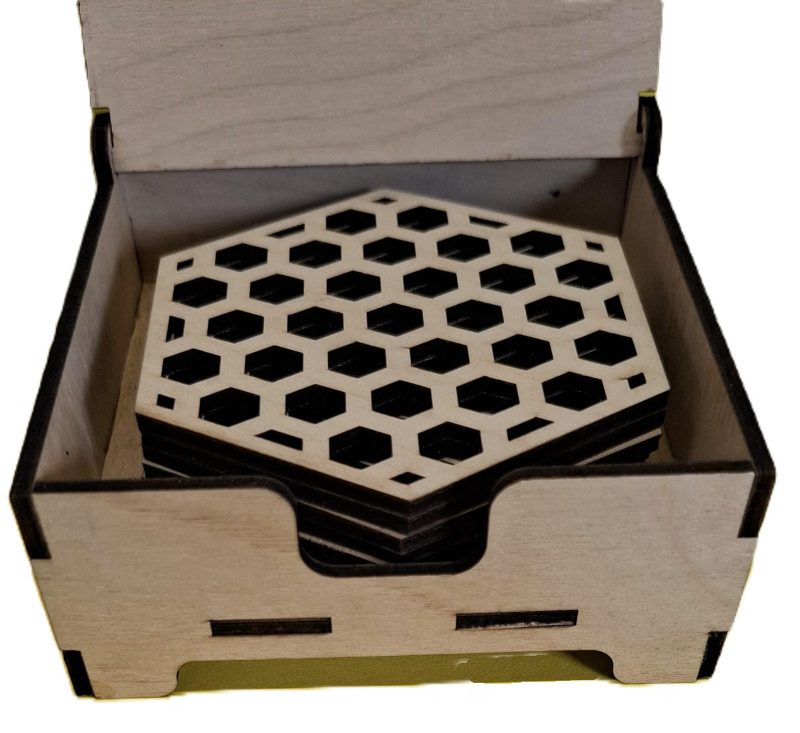 Bee Lover Honeycomb Coaster Set, Coffee Tea Placement Coaster, Table Mats, Honey Bee Storage Box