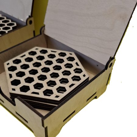 Bee Lover Honeycomb Coaster Set, Coffee Tea Placement Coaster, Table Mats, Honey Bee Storage Box