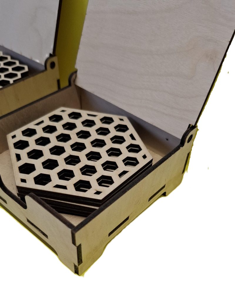 Bee Lover Honeycomb Coaster Set, Coffee Tea Placement Coaster, Table Mats, Honey Bee Storage Box