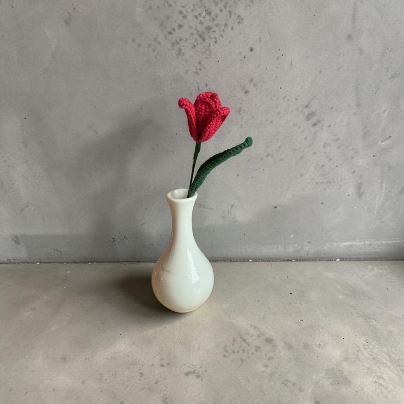 Handmade Crochet Flower Stems in Various Cotton Colours