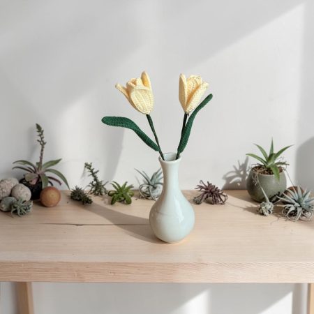 Handmade Crochet Flower Stems in Various Cotton Colours