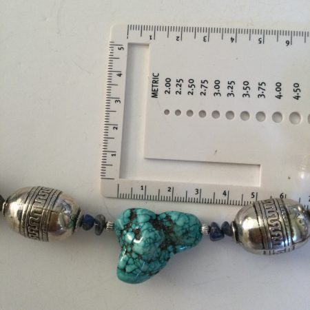 Chunky turquoise, lapis lazuli and Tibetan silver necklace