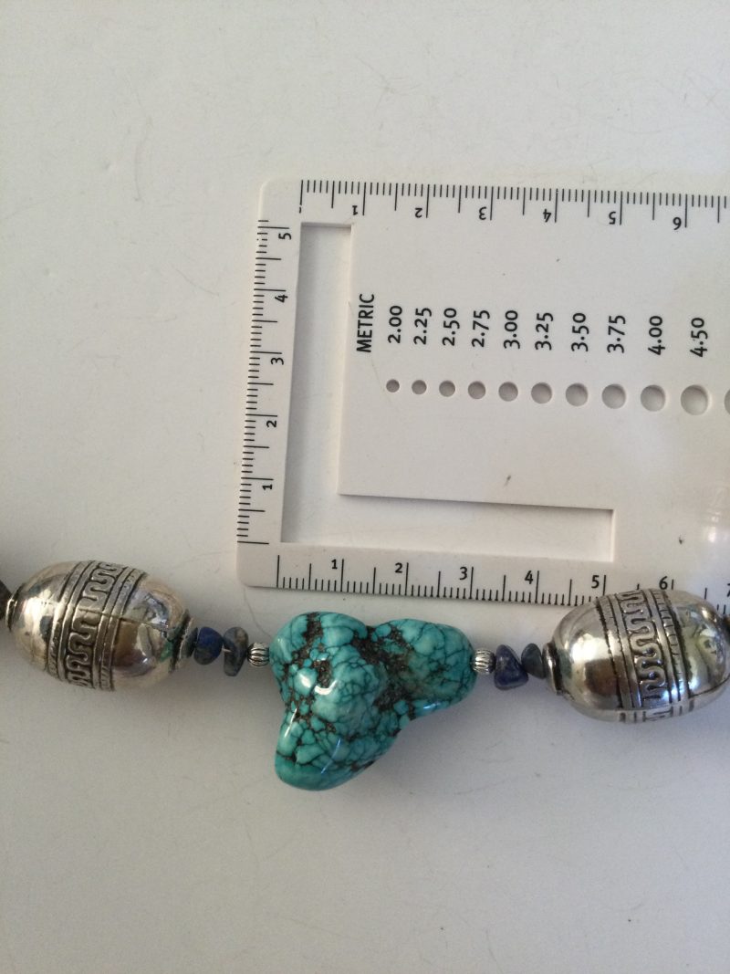 Chunky turquoise, lapis lazuli and Tibetan silver necklace