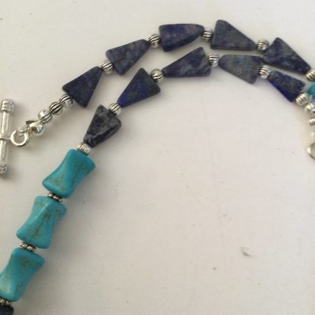 Chunky turquoise, lapis lazuli and Tibetan silver necklace