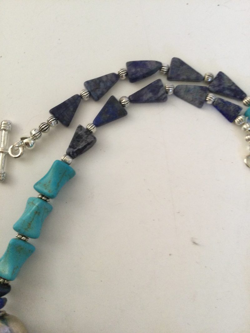 Chunky turquoise, lapis lazuli and Tibetan silver necklace