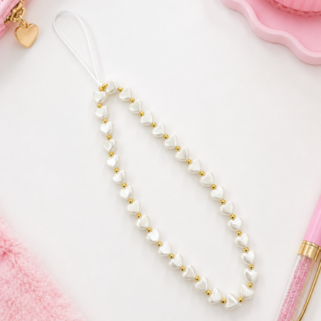 Personalised Heart shape pearl beads phone charm / phone strap