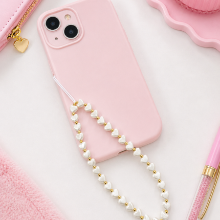Personalised Heart shape pearl beads phone charm / phone strap