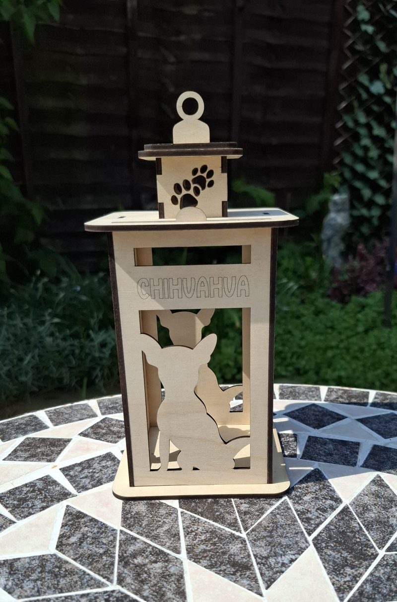 Personalised Dog Memorial Tea Light Lantern, Engraved Wooden Pet Remembrance