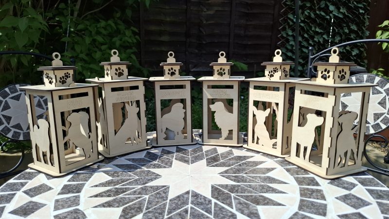 Personalised Dog Memorial Tea Light Lantern, Engraved Wooden Pet Remembrance